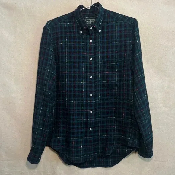 Gitman Bros Vintage | Archive Fluro Slub Flannel - Green & Black / Sz S - Picture 4 of 9